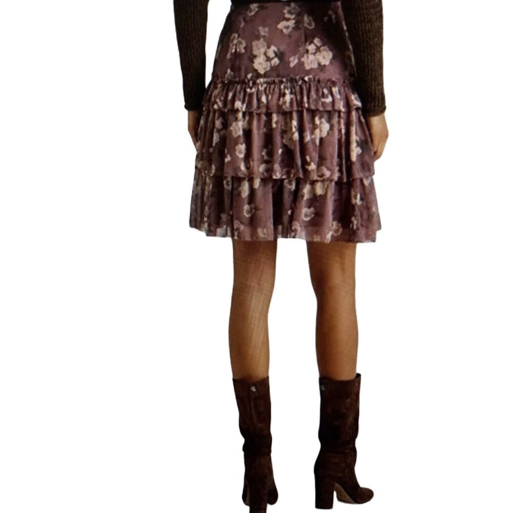 NWT Lauren Ralph Lauren Women's Floral Crinkle Georgette Tiered Skirt Purple - Picture 3 of 10